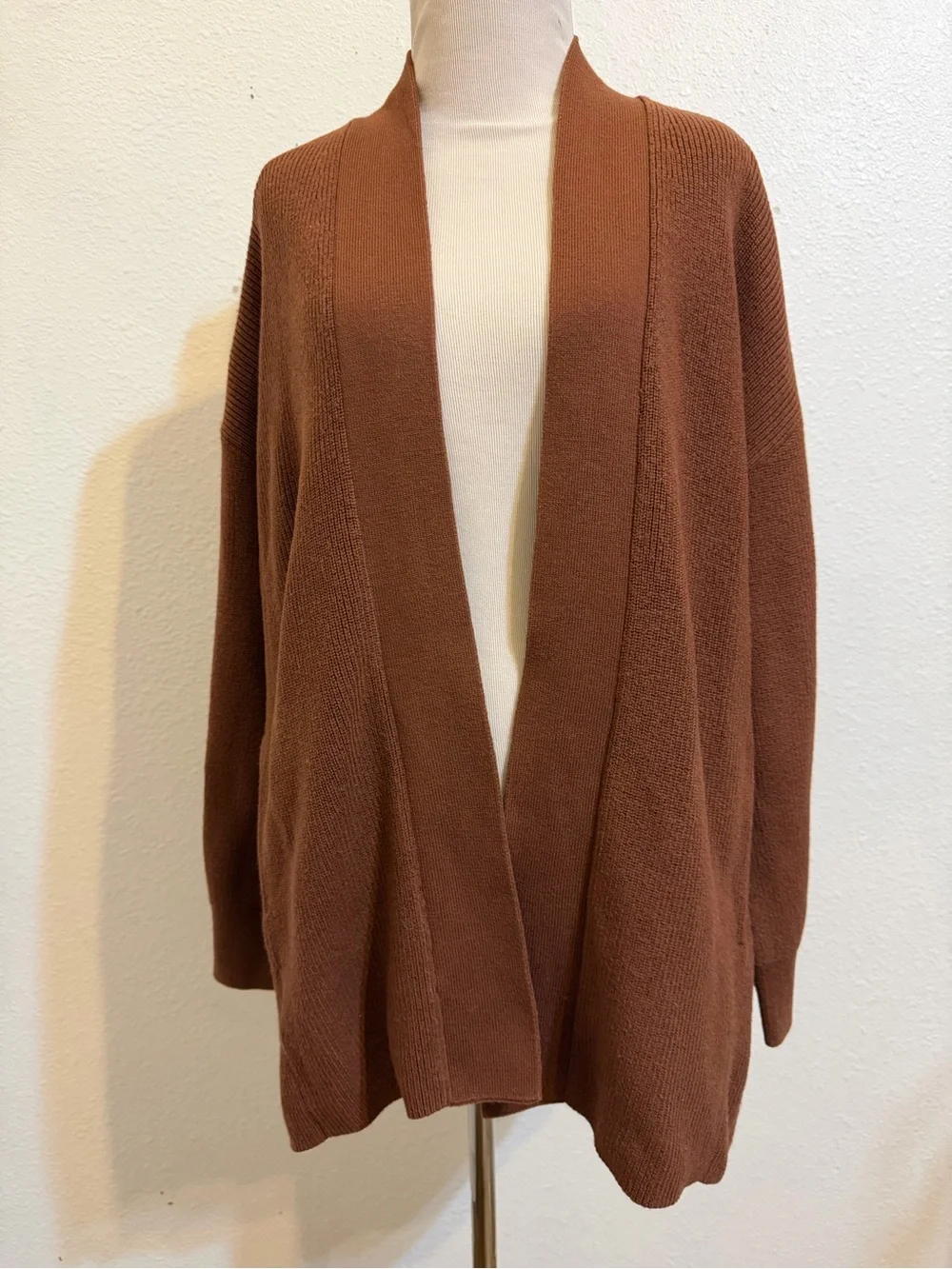lululemon  merino wool blend  Ribbed long wrap sweater Brown Open-Front Cardigan